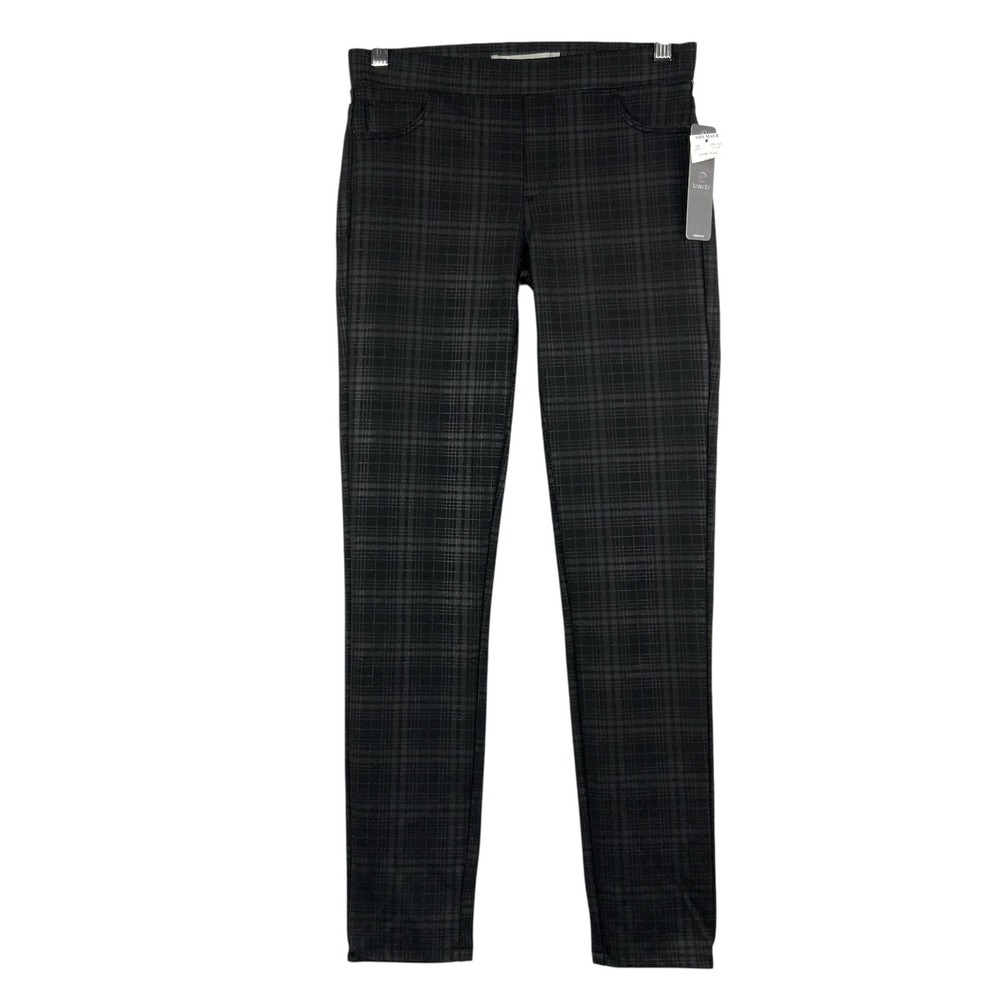 Tractr Womens Plaid Pull On Leggings Black Gray Skinny Career Pants Size 16 NWT